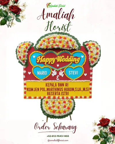 Karangan Papan Bunga Pernikahan di Situmekar